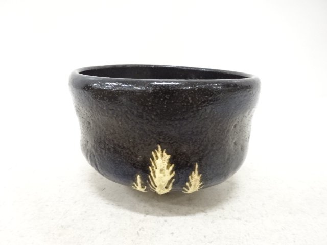 JAPANESE TEA CEREMONY / BLACK RAKU / TEA BOWL CHAWAN 
